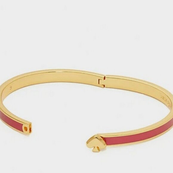 Kate Spade Everyday Spade Thin Enamel Hinged Bangle Bracelet in Bright Rose, NWT - Picture 4 of 5